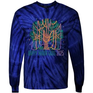 Mardi Gras Tree Beads New Orleans 2025 Festival Bead Tree Tie-Dye Long Sleeve Shirt