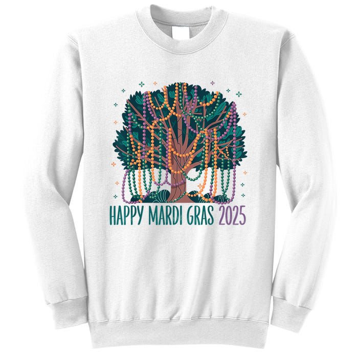 Mardi Gras Tree Beads New Orleans 2025 Festival Bead Tree Sweatshirt