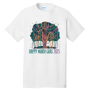 Mardi Gras Tree Beads New Orleans 2025 Festival Bead Tree Tall T-Shirt