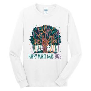 Mardi Gras Tree Beads New Orleans 2025 Festival Bead Tree Tall Long Sleeve T-Shirt