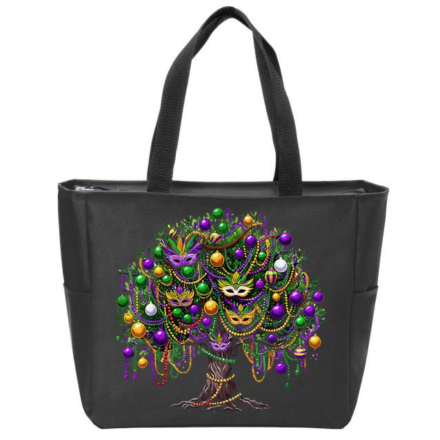 Mardi Gras Tree Beads New Orleans 2025 Festival Bead Tree Zip Tote Bag