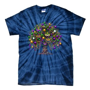 Mardi Gras Tree Beads New Orleans 2025 Festival Bead Tree Tie-Dye T-Shirt