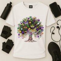 Mardi Gras Tree Beads New Orleans 2025 Festival Bead Tree Cooling Performance Crew T-Shirt