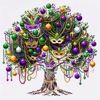 Mardi Gras Tree Beads New Orleans 2025 Festival Bead Tree Cooling Performance Crew T-Shirt