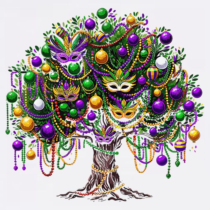 Mardi Gras Tree Beads New Orleans 2025 Festival Bead Tree Cooling Performance Crew T-Shirt