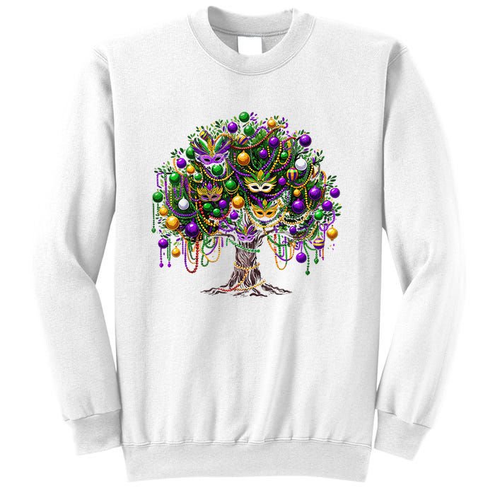 Mardi Gras Tree Beads New Orleans 2025 Festival Bead Tree Sweatshirt