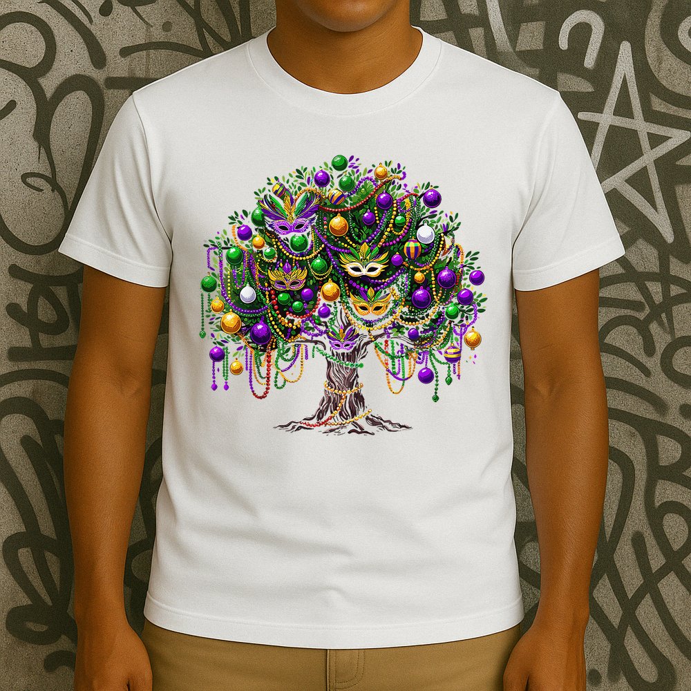 Mardi Gras Tree Beads New Orleans 2025 Festival Bead Tree T-Shirt