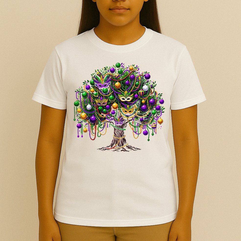 Mardi Gras Tree Beads New Orleans 2025 Festival Bead Tree T-Shirt