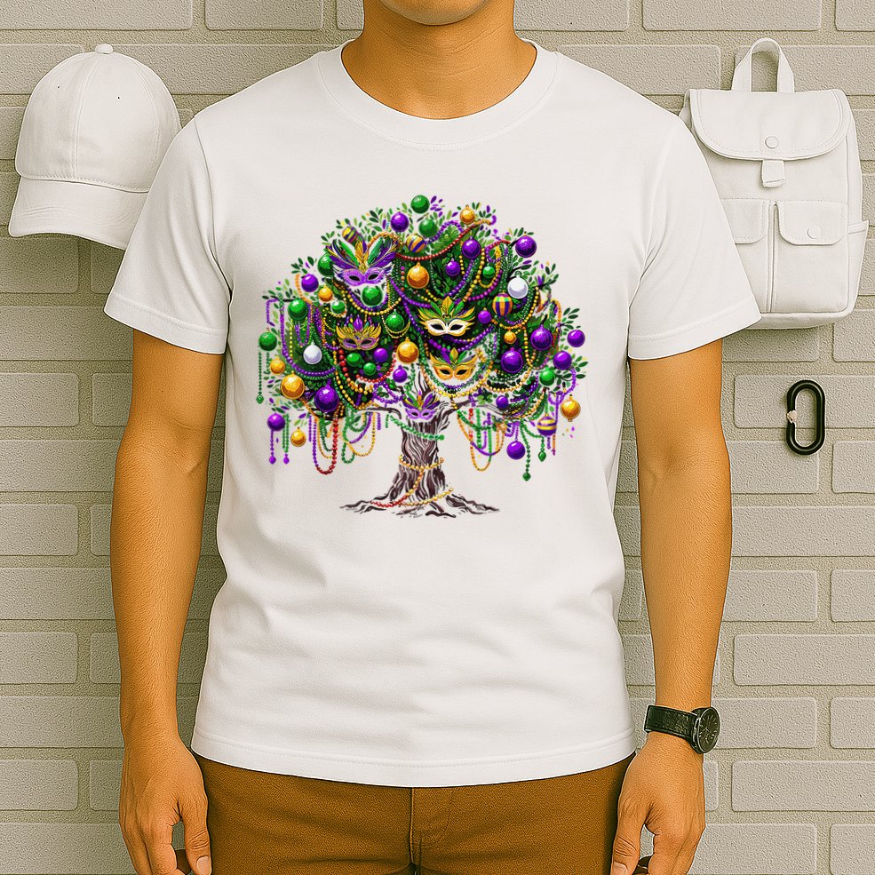 Mardi Gras Tree Beads New Orleans 2025 Festival Bead Tree T-Shirt