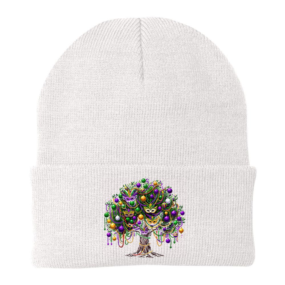 Mardi Gras Tree Beads New Orleans 2025 Festival Bead Tree Beanie