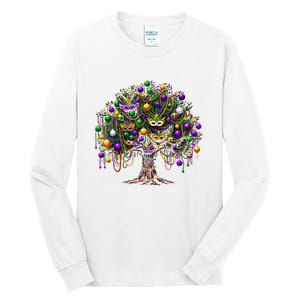 Mardi Gras Tree Beads New Orleans 2025 Festival Bead Tree Tall Long Sleeve T-Shirt