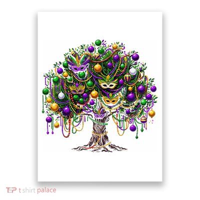 Mardi Gras Tree Beads New Orleans 2025 Festival Bead Tree Poster