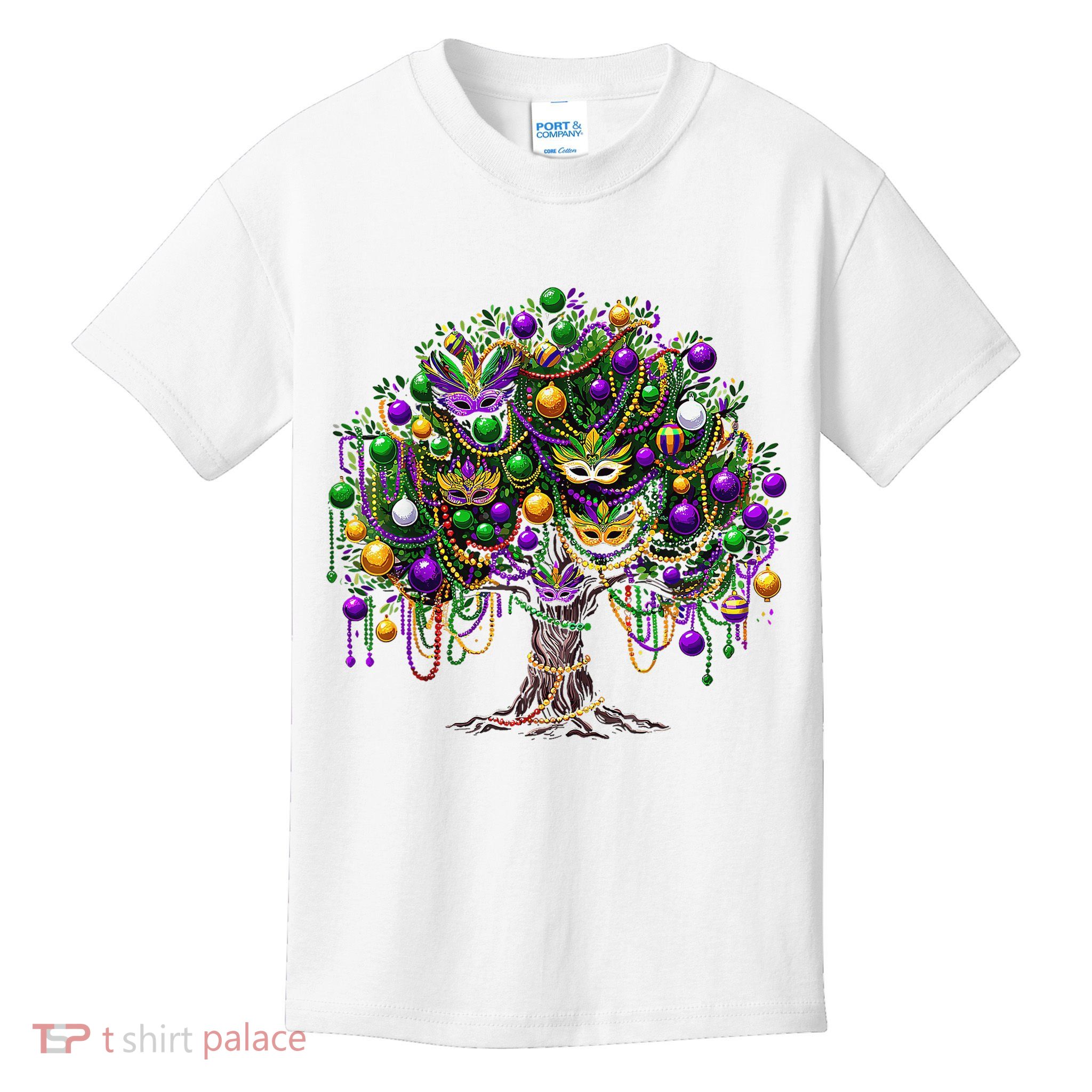 Mardi Gras Tree Beads New Orleans 2025 Festival Bead Tree Kids T-Shirt