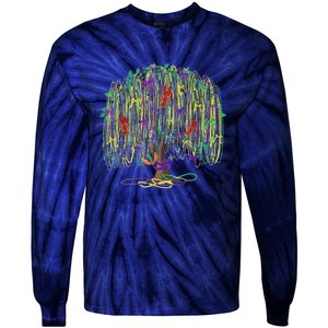 Mardi Gras Tree Beads New Orleans 2025 Festival Bead Tree Tie-Dye Long Sleeve Shirt