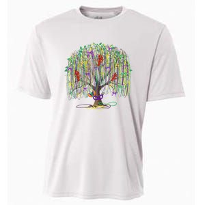 Mardi Gras Tree Beads New Orleans 2025 Festival Bead Tree Cooling Performance Crew T-Shirt