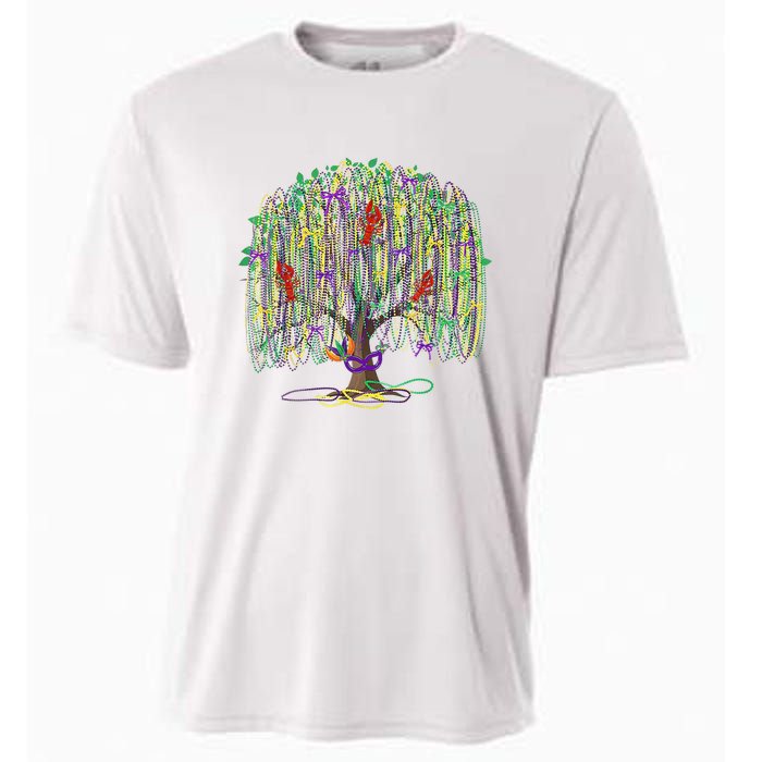 Mardi Gras Tree Beads New Orleans 2025 Festival Bead Tree Cooling Performance Crew T-Shirt