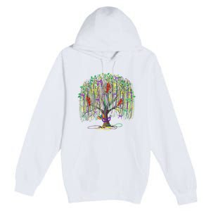 Mardi Gras Tree Beads New Orleans 2025 Festival Bead Tree Premium Pullover Hoodie