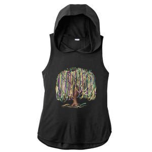 Mardi Gras Tree Beads New Orleans 2025 Festival Bead Tree Ladies PosiCharge Tri-Blend Wicking Draft Hoodie Tank