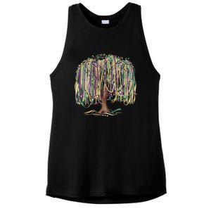 Mardi Gras Tree Beads New Orleans 2025 Festival Bead Tree Ladies PosiCharge Tri-Blend Wicking Tank