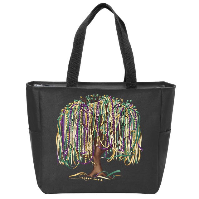 Mardi Gras Tree Beads New Orleans 2025 Festival Bead Tree Zip Tote Bag