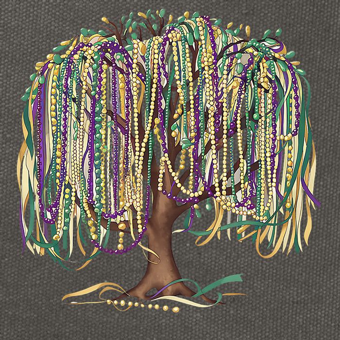 Mardi Gras Tree Beads New Orleans 2025 Festival Bead Tree Cotton Canvas Backpack