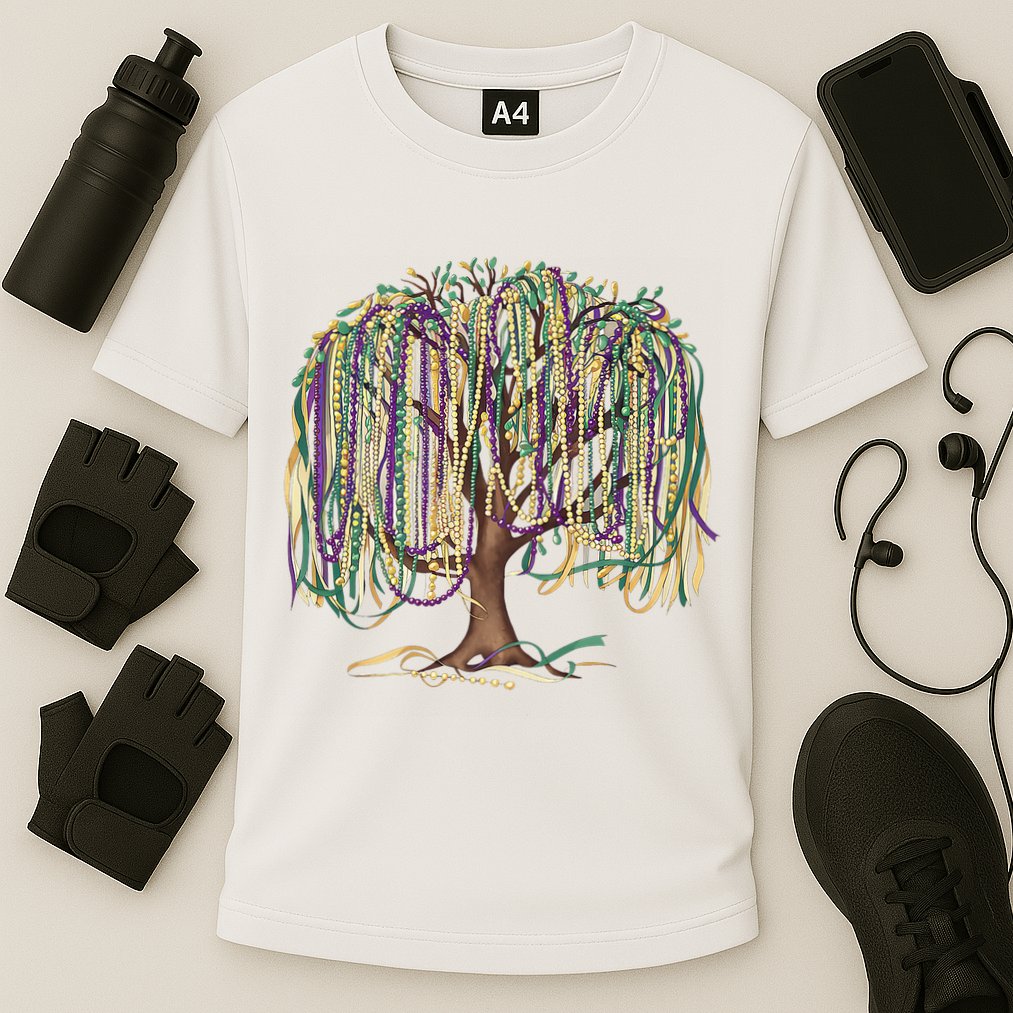 Mardi Gras Tree Beads New Orleans 2025 Festival Bead Tree Performance Shirt
