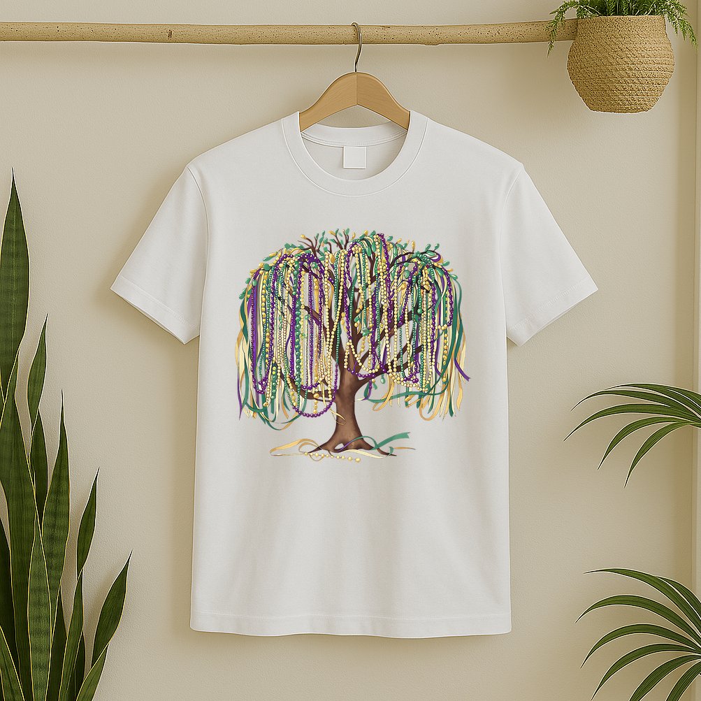 Mardi Gras Tree Beads New Orleans 2025 Festival Bead Tree T-Shirt