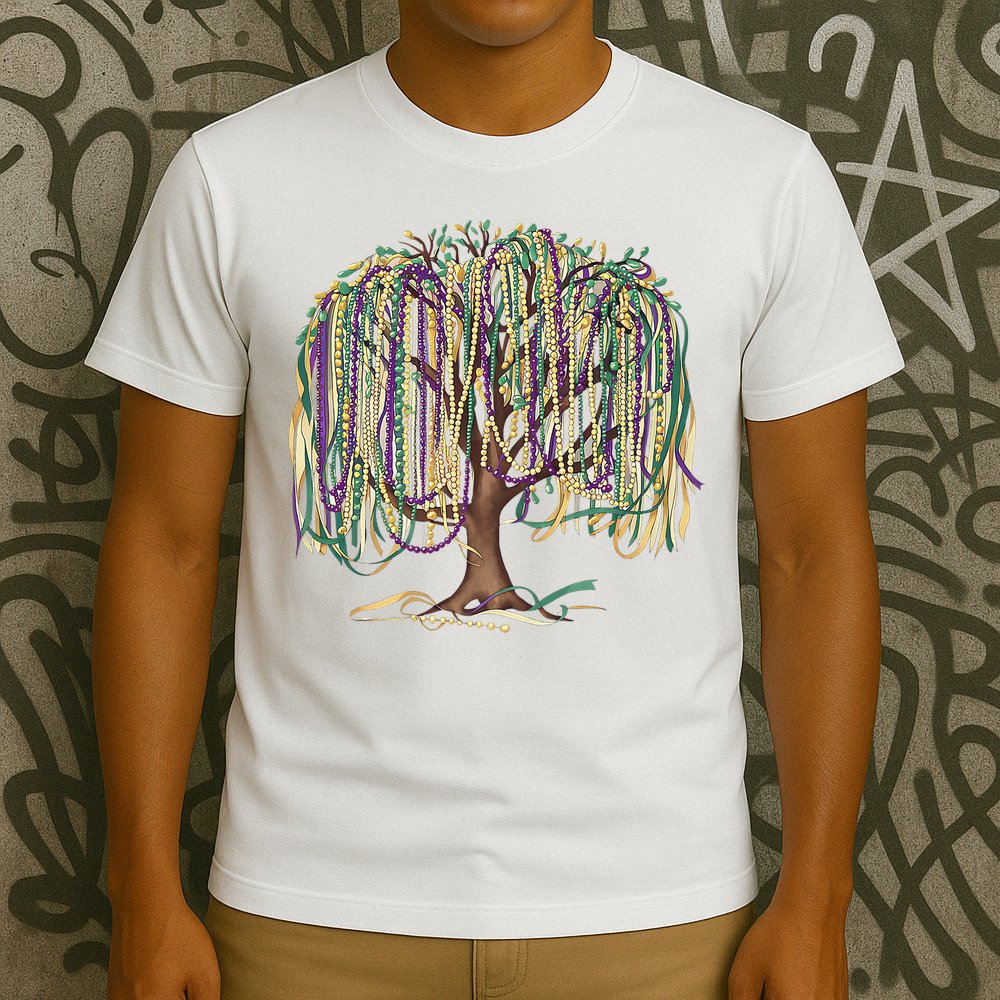 Mardi Gras Tree Beads New Orleans 2025 Festival Bead Tree T-Shirt