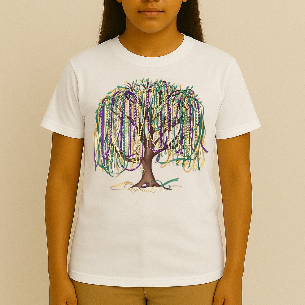 Mardi Gras Tree Beads New Orleans 2025 Festival Bead Tree T-Shirt