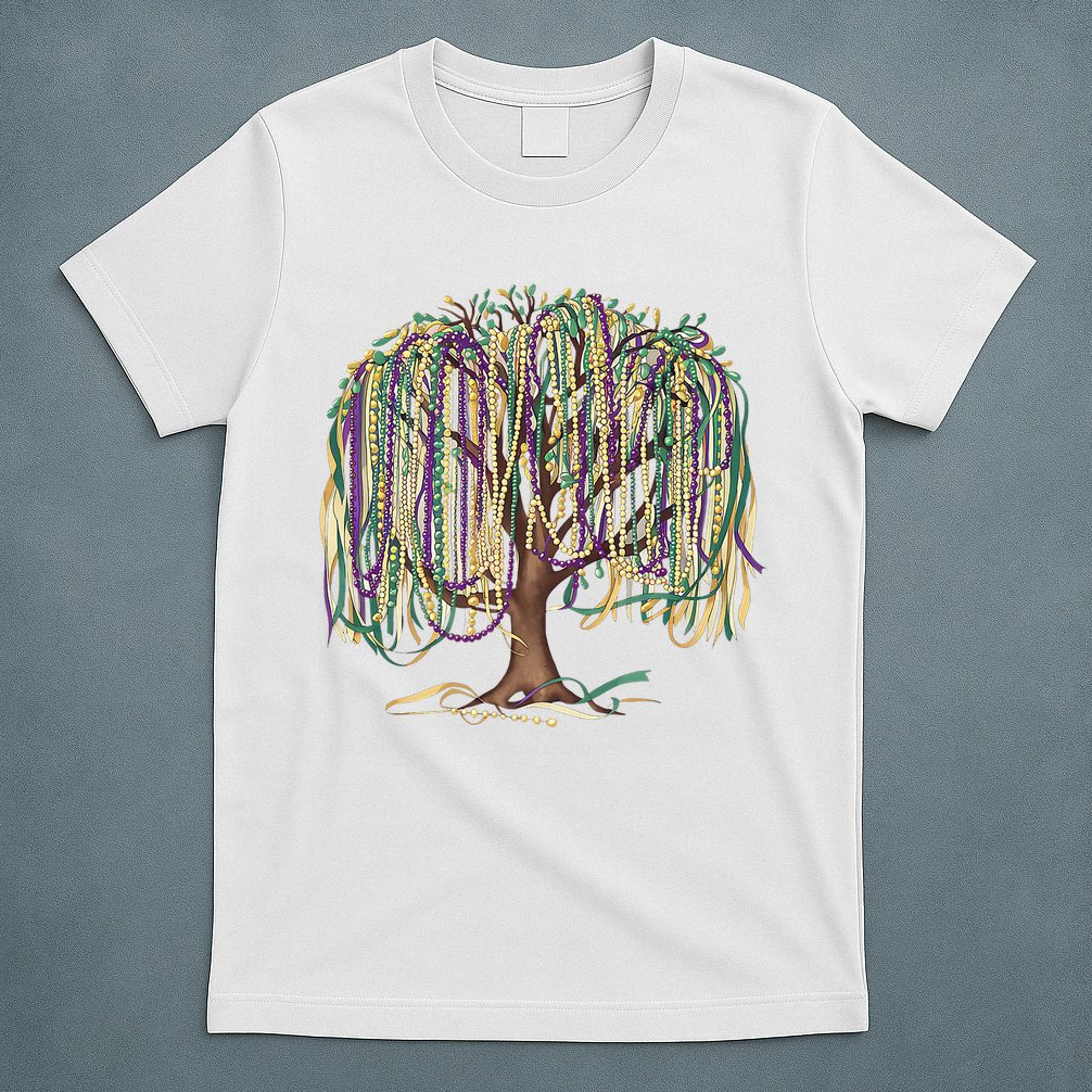 Mardi Gras Tree Beads New Orleans 2025 Festival Bead Tree T-Shirt