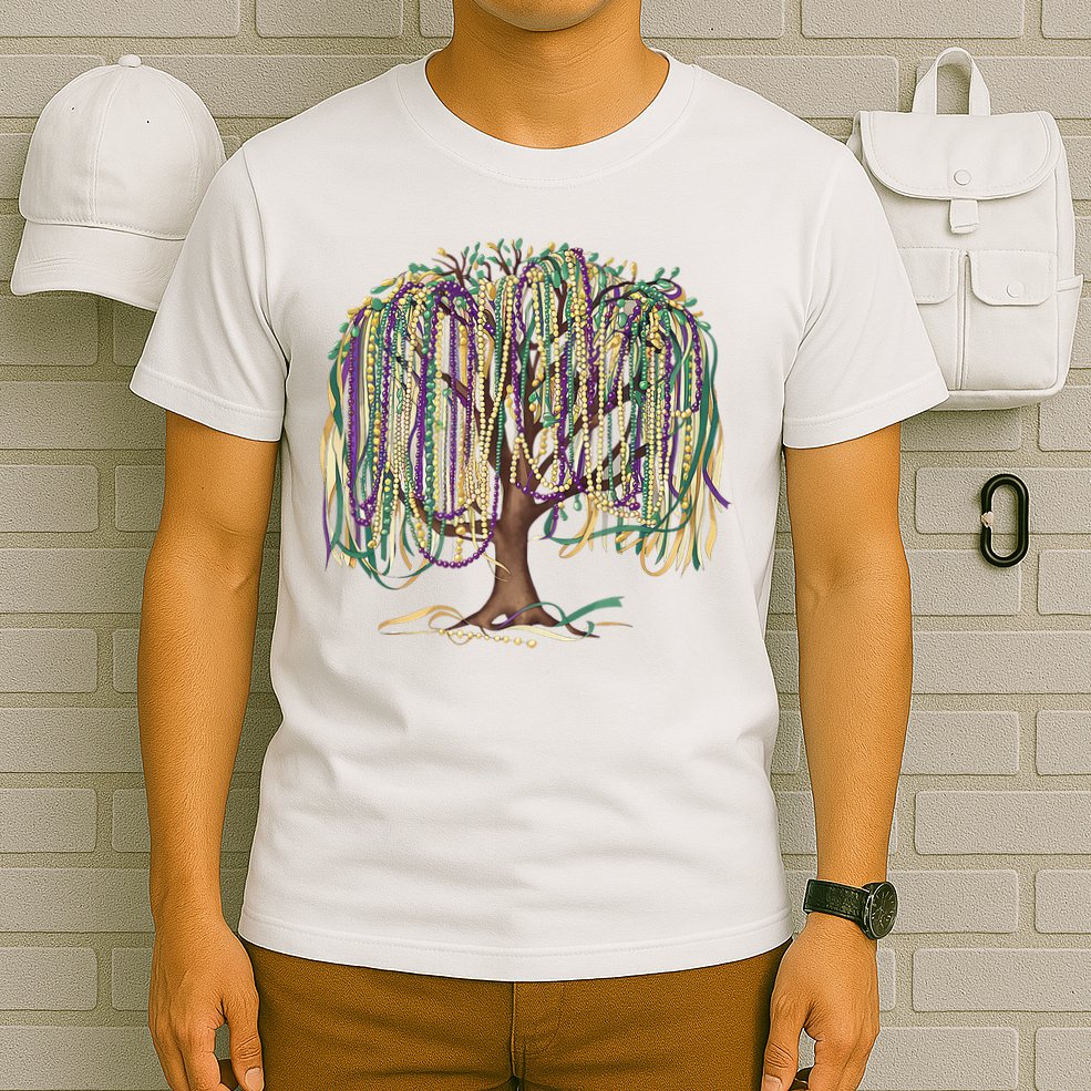 Mardi Gras Tree Beads New Orleans 2025 Festival Bead Tree T-Shirt