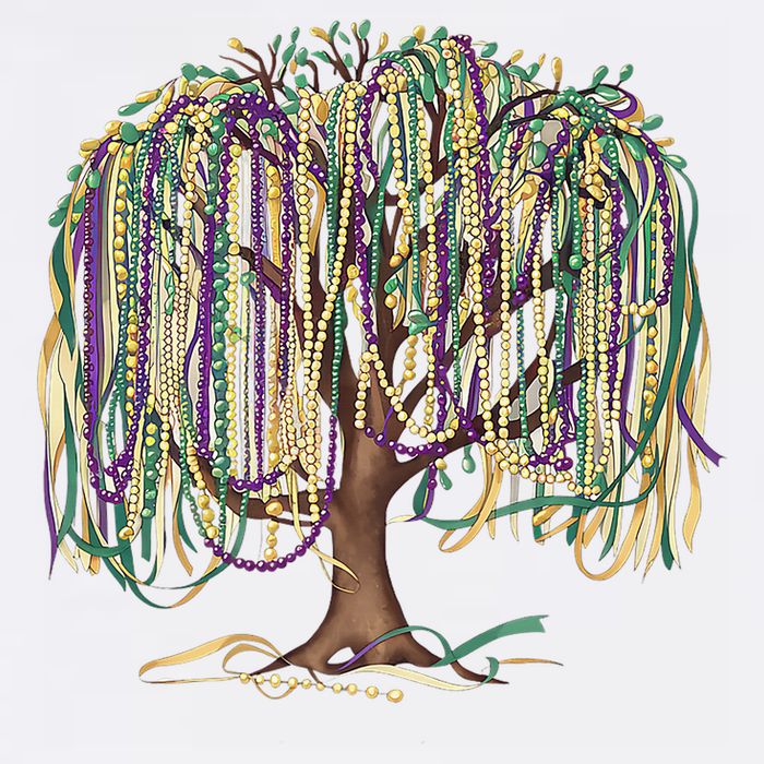 Mardi Gras Tree Beads New Orleans 2025 Festival Bead Tree Button