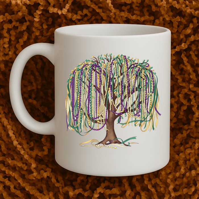 Mardi Gras Tree Beads New Orleans 2025 Festival Bead Tree Mug