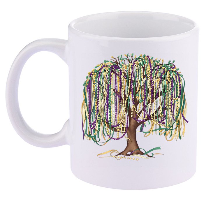 Mardi Gras Tree Beads New Orleans 2025 Festival Bead Tree 11oz C Handle Ceramic Mug