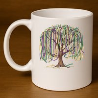 Mardi Gras Tree Beads New Orleans 2025 Festival Bead Tree 11oz C Handle Ceramic Mug