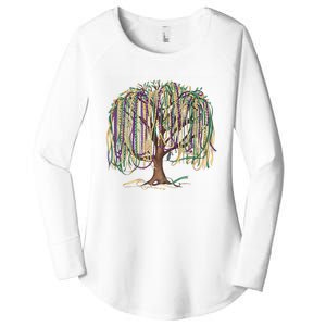 Mardi Gras Tree Beads New Orleans 2025 Festival Bead Tree Women's Perfect Tri Tunic Long Sleeve Shirt