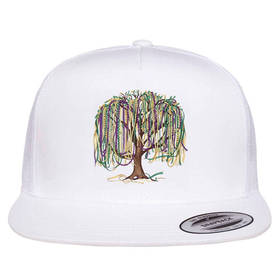 Mardi Gras Tree Beads New Orleans 2025 Festival Bead Tree Flat Bill Trucker Hat