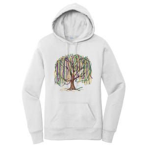 Mardi Gras Tree Beads New Orleans 2025 Festival Bead Tree Women's Pullover Hoodie