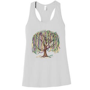 Mardi Gras Tree Beads New Orleans 2025 Festival Bead Tree Women's Racerback Tank