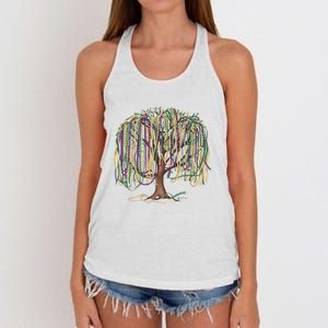 Mardi Gras Tree Beads New Orleans 2025 Festival Bead Tree Women's Knotted Racerback Tank