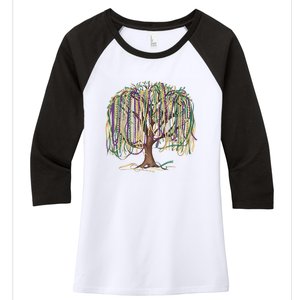 Mardi Gras Tree Beads New Orleans 2025 Festival Bead Tree Women's Tri-Blend 3/4-Sleeve Raglan Shirt