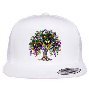 Mardi Gras Tree Beads New Orleans 2025 Festival Bead Tree Flat Bill Trucker Hat