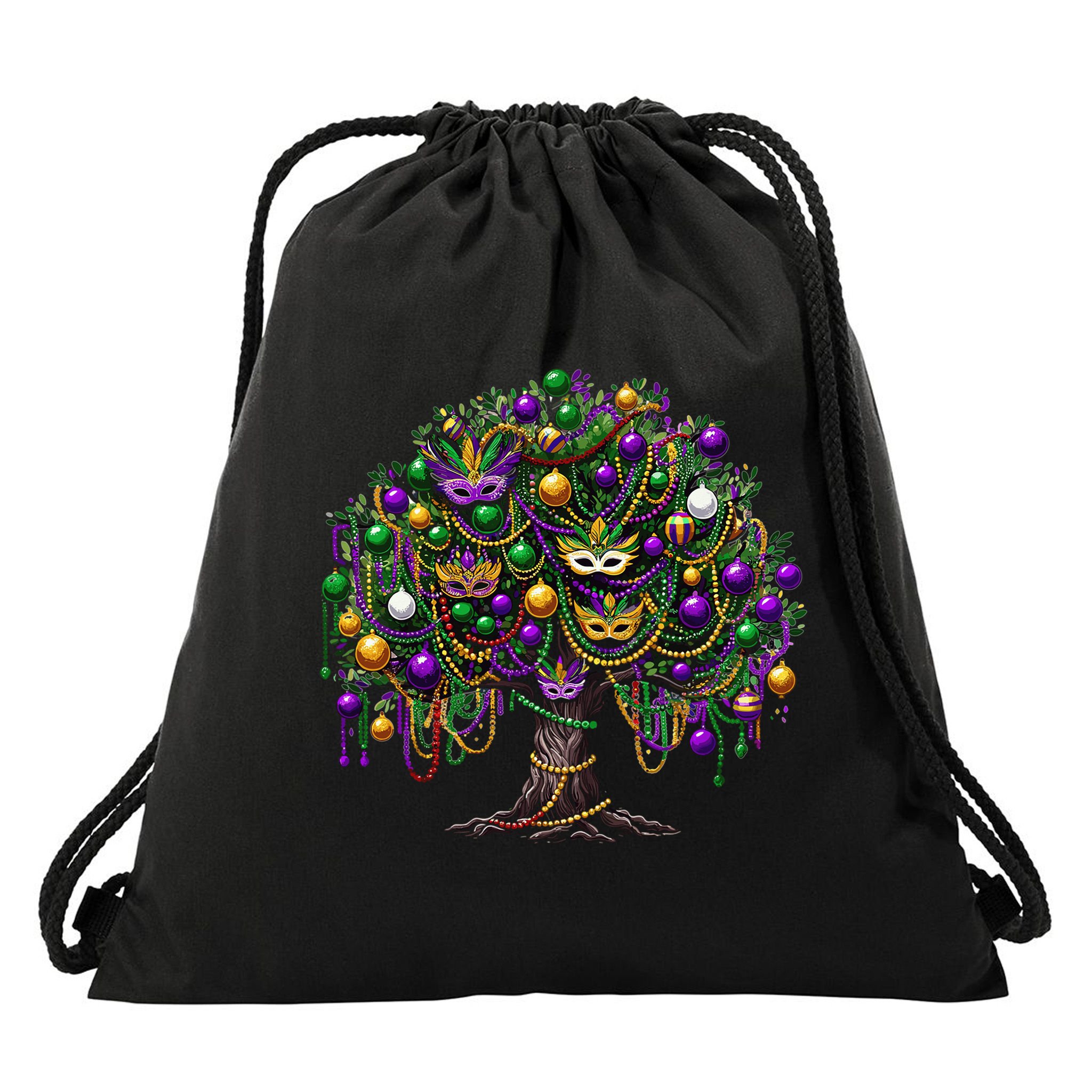 Mardi Gras Tree Beads New Orleans 2025 Festival Bead Tree Drawstring Bag