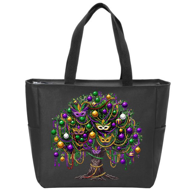 Mardi Gras Tree Beads New Orleans 2025 Festival Bead Tree Zip Tote Bag