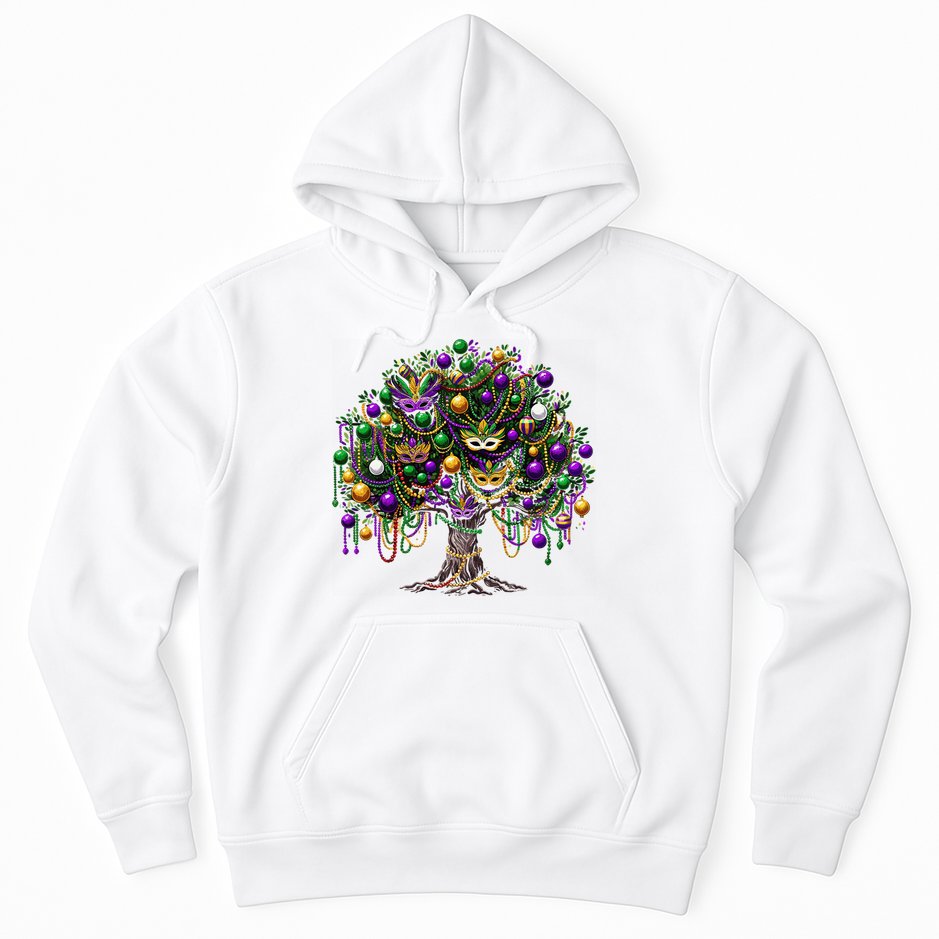 Mardi Gras Tree Beads New Orleans 2025 Festival Bead Tree Hoodie