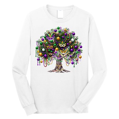 Mardi Gras Tree Beads New Orleans 2025 Festival Bead Tree Long Sleeve Shirt