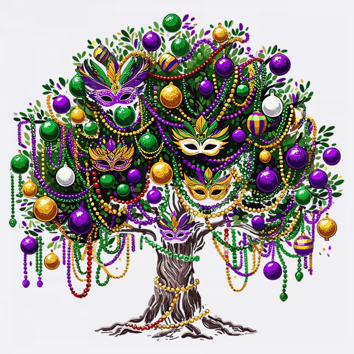 Mardi Gras Tree Beads New Orleans 2025 Festival Bead Tree Button