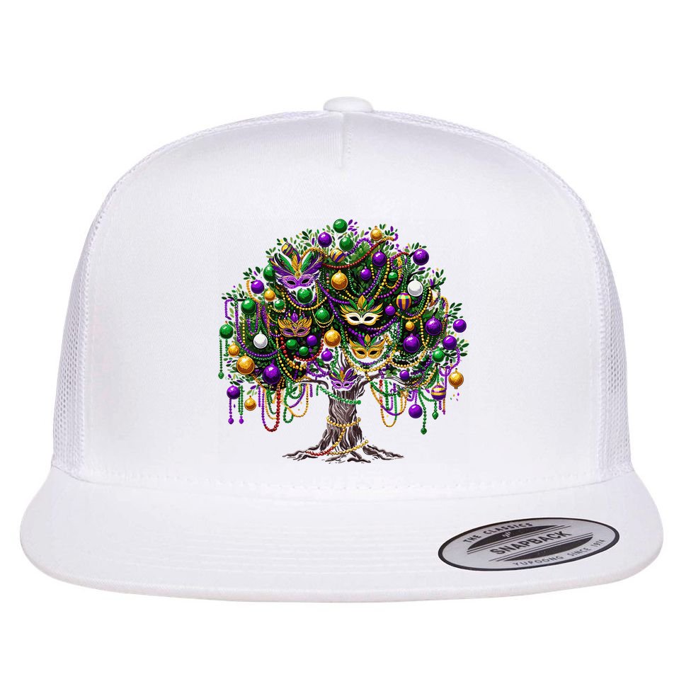 Mardi Gras Tree Beads New Orleans 2025 Festival Bead Tree Flat Bill Trucker Hat
