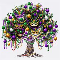 Mardi Gras Tree Beads New Orleans 2025 Festival Bead Tree Womens T-Shirt