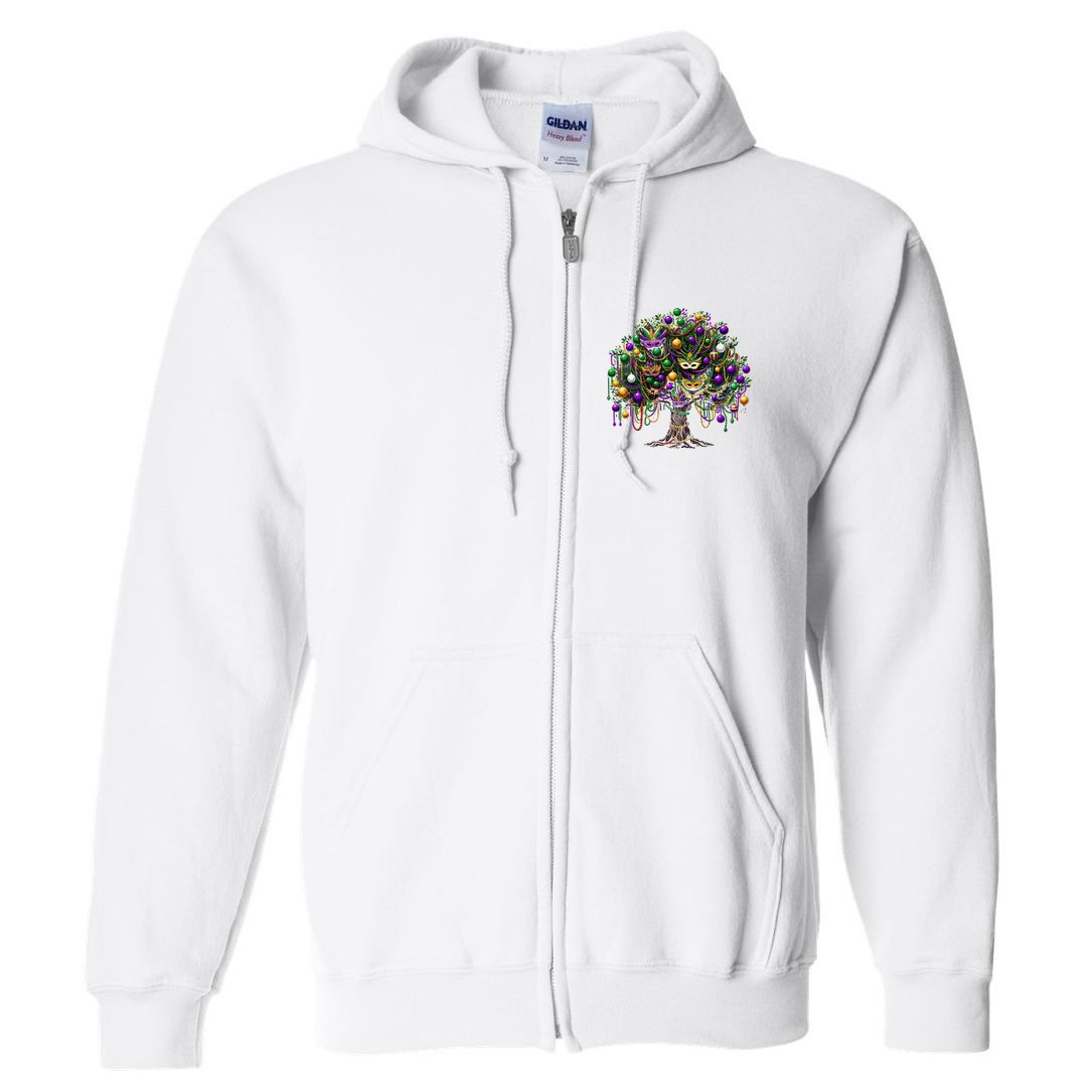 Mardi Gras Tree Beads New Orleans 2025 Festival Bead Tree Full Zip Hoodie